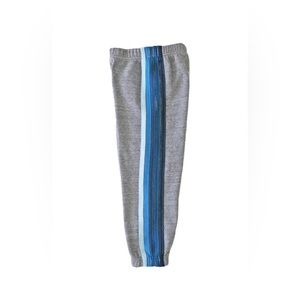 AVIATOR NATION KIDS 5 STRIPE SWEATPANTS HEATHER GREY/BLUE STRIPES, SIZE 12, hole